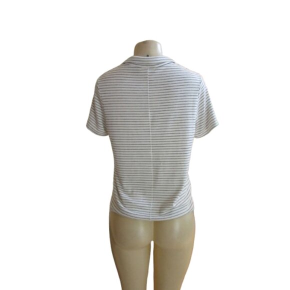 Rag & Bone Womens Black Stripe Short Sleeve V-Neck Top Size S/P - Picture 4 of 5